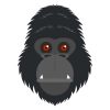 Furious Gorilla Face Vector | Wild Animal Vector Art | Red Eyes Gorilla Face | SVG Horror Black Gorilla