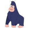 Cute Gorilla Vector Art | Animal Vector Design | Happy Gorilla | PNG Blue Gorilla Cartoon