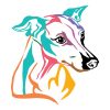 Multi Color Greyhound Face Vector | Animal Vector File | Dog Face Circuit Files | SVG Greyhound Dog