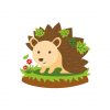 Green Leaves Hedgehog Vector Art | Brown Hedgehog Vector | Hedgehog Cartoon Vector | EPS Hedgehog Vector File