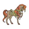 Horse Vector Art | Animal Vector Design | Embellished Shire Horse | EPS Orange Hair Horse