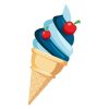 Cherry Top Blue Cone Ice Cream Vector Art