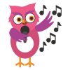 Mystical Baby Owl Singing Vector Art