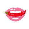 Pinkish Lips Holding Spicy Red Chilly Vector Art