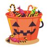 Halloween Jack O’ lantern Bucket Candies Vector Art