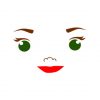 Green Beady Eyes And Red Lips Mermaid Face Vector Art