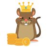 Rat Vector Design | Animal Vector Art | Golden Coins Mouse Circuit Files | PDF PNG Mouse