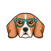 Beagle Dog Face Vector | Blue Glasses Dog Face Vector Design | Beagle Dog Vector | Brown Beagle Dog SVG