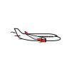Dual Engine Red and White Passenger Plane Vector Art