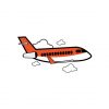Orange and White Flying Passenger Plane Vector Art