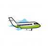 Green and White Flying Passenger Plane Vector Art