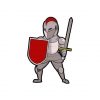 Cute Noble Knight in Defensive Stance Warrior Vector