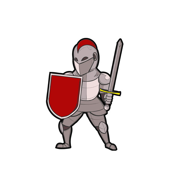 Cute Noble Knight in Defensive Stance Warrior Vector – DigitEMB