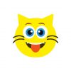 Excited Cat Face with Tongue Face Emoji Vector Art