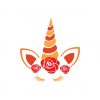 Dazzling Red and Orange Floral Unicorn Head Vector Art