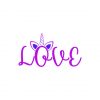 Purple Love Calligraphy Unicorn Head Vector Art