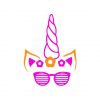 Pink Sunglasses and Floral Unicorn Head Vector Art