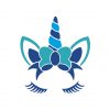 Elegant Blue Bow and Eyebrows Unicorn Vector Art