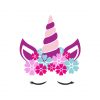 Pink Floral Eyebrows, Ears and Unicorn Vector Art