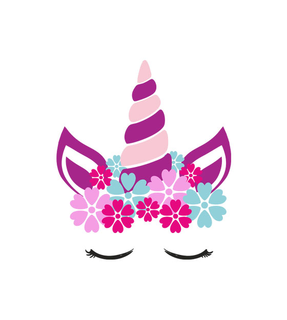Pink Floral Eyebrows, Ears and Unicorn Vector Art – DigitEMB