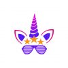 Golden Stars & Purple Sunglasses Unicorn Vector Art
