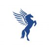 Mythical Navy Blue Rearing Pegasus Vector Art