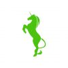 Fascinating Shamrock Green Rearing Unicorn Art