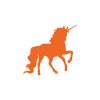 Captivating Orange Trotting Unicorn Vector Art