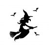 Mystique Witch Riding Broom Halloween Silhouette Art