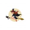 Attractive Witch Riding Broom with Cat Vector  Art