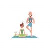 Zippy Couple Cheerfully Doing Yoga Vector Art