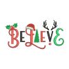 Believe Calligraphy Christmas Party Theme Embroidery Design