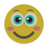 Blushing Big Smiling Face Yellow Emoji Embroidery Design