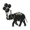 Birthday Elephant Embroidery Design | Animal PES Embroidery File | Elephant Machine Embroidery File