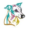 Colorful Greyhound Embroidery Design | Pet Animal PES Embroidery File | Dog Machine Embroidery File