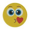 Cute Face Blowing A Kiss Yellow Emoticon Emoji Embroidery Design