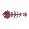 Cute Pink Fish Head With Skeleton Bones Embroidery Design