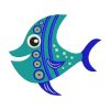Enamoring Blue and Cyan Fish Aquatic Embroidery Design
