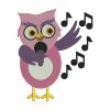 Endearing Pink Owl Singing On Microphone Embroidery Design