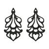Exotic Grey Large Dangle Earrings Silhouette Embroidery Design