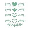 Green Color Heart Timeline Refill Embroidery Design