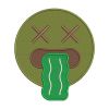 Green Cross Face Vomiting Barf Emoticon Emoji Embroidery Design