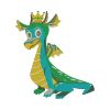 Green Young Prince Flying Dragon Embroidery Design
