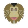 Japanese Macaque Brown Monkey Embroidery Design