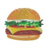 Mouthwatering Ham Cheese Burger Fast Food Embroidery Design