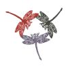 Red, Green and Silver Dragonflies Embroidery Design