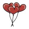 Red Heart Balloons Floating Embroidery Design