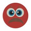 Red Pouting Angry Face Emoticon Emoji Embroidery Design