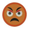 Red Pouting Face Emoticon Yellow Emoji Embroidery Design