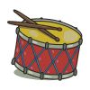 Red Tenor Marching Drum Bass Musical Instrument Embroidery Design